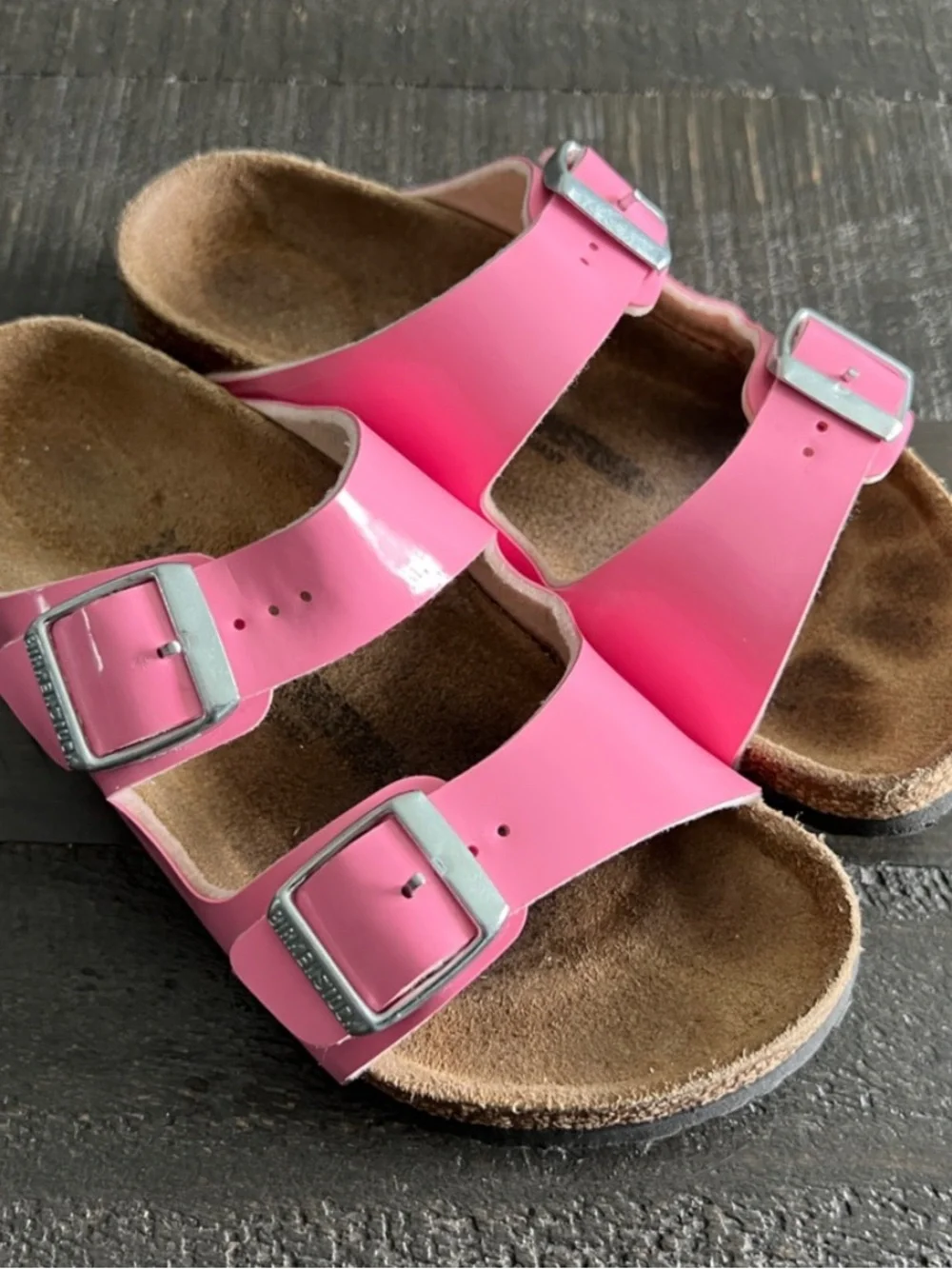 Birkenstock Kids Pink patent leather Sandals Arizona